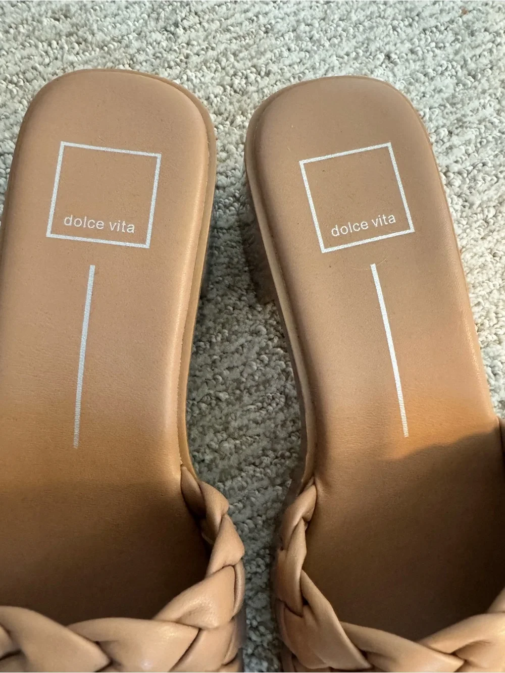 Dolce Vita Braided Tan Slide Mules - Picture 2 of 8
